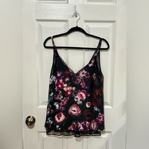 Black floral lace tank